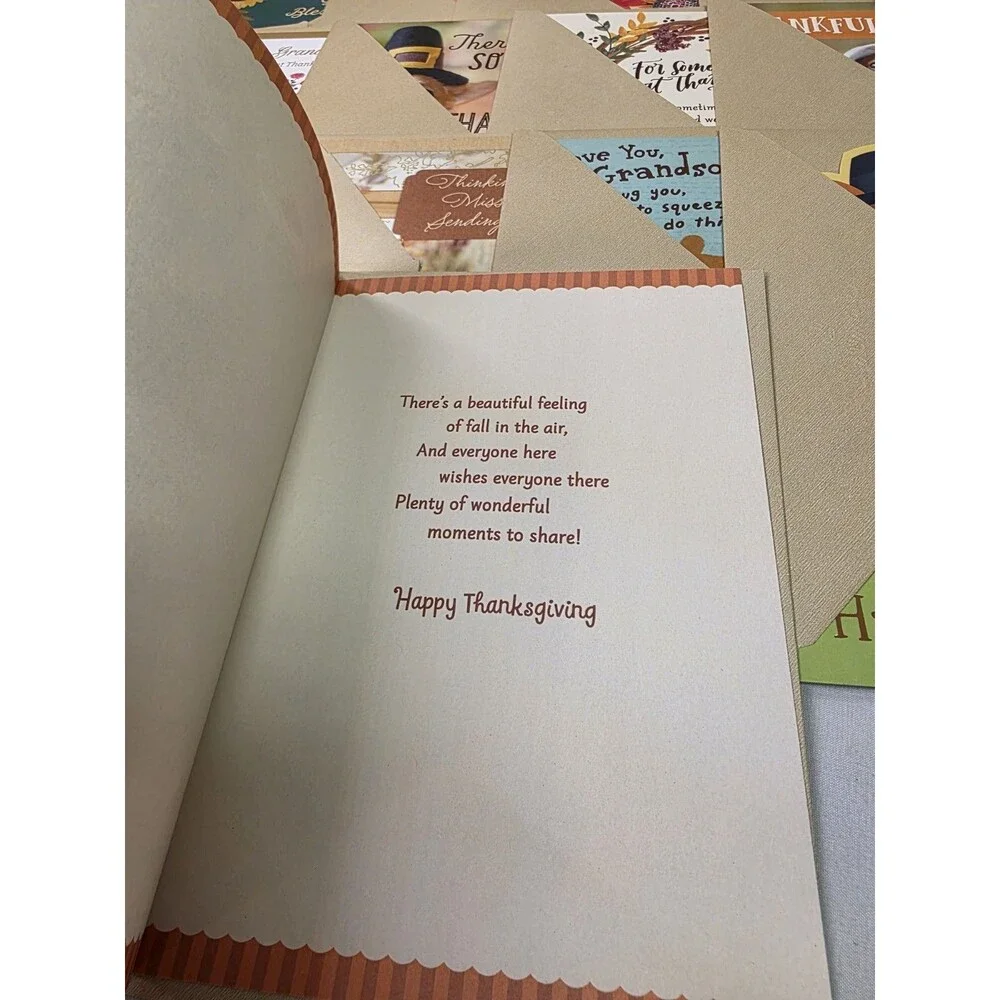 Thanksgiving Day Greeting Cards w/ Envelopes (30 Cards w/ Greetings Inside)